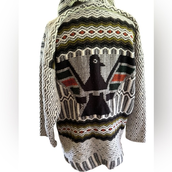 Vintage Ecuador Hooded Knit Cardigan/Sweater with native Eagle on back EUC - Picture 8 of 9